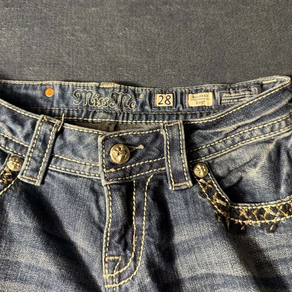 Miss Me Relaxed Bootcut Embellished Pocket Jeans Women's Size 28